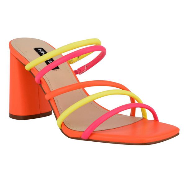 Nine West Girlie Block Heel Multicolor Slides | Ireland 77K71-9Z07